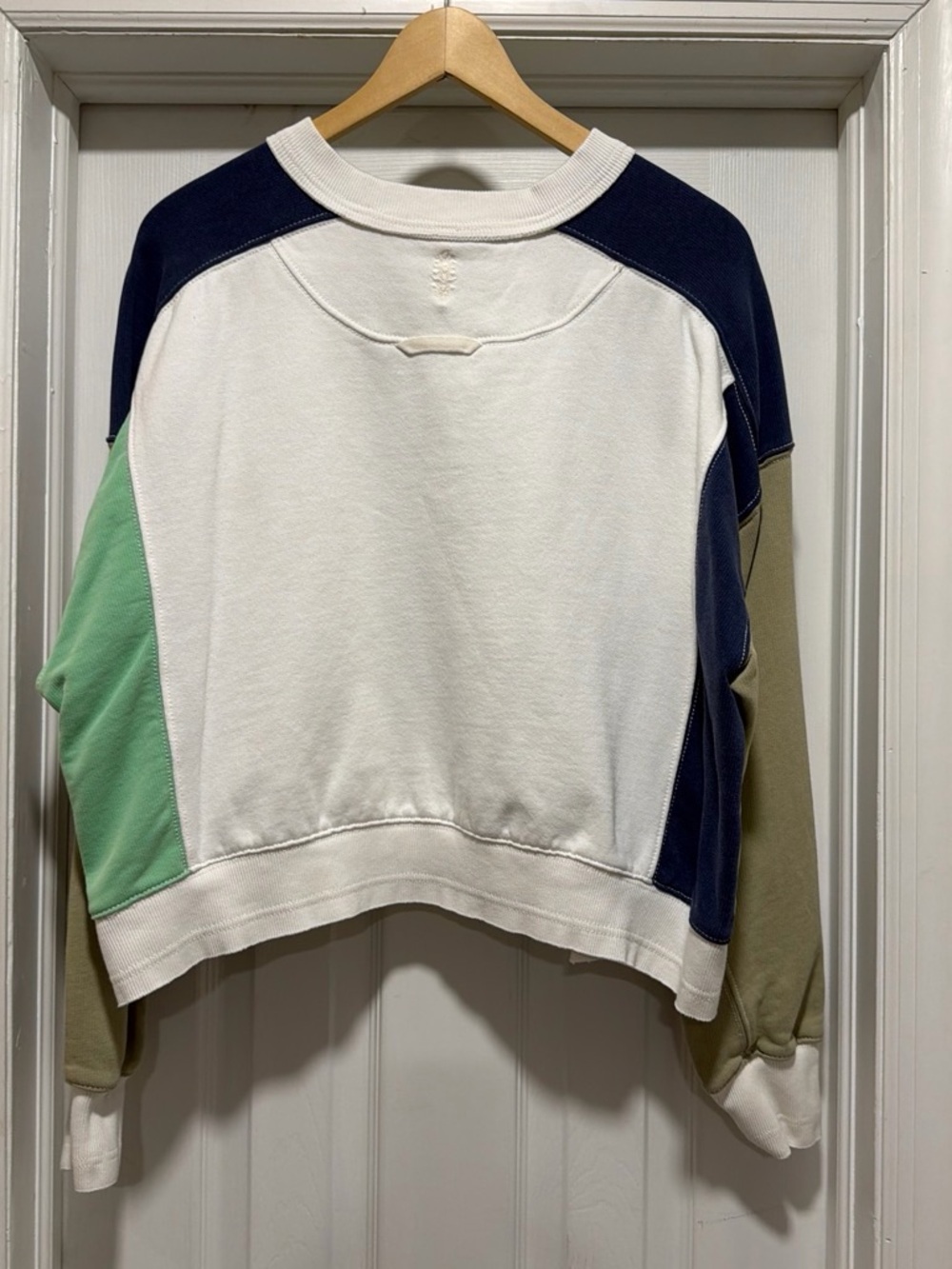 Free People Movement Colorblock Crewneck Sweater in Green, White, Navy & Olive - Picture 2 of 3